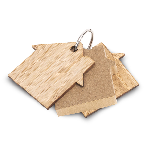 R73141.13 - Bambusowy brelok z karteczkami memo Homeland, beżowy 